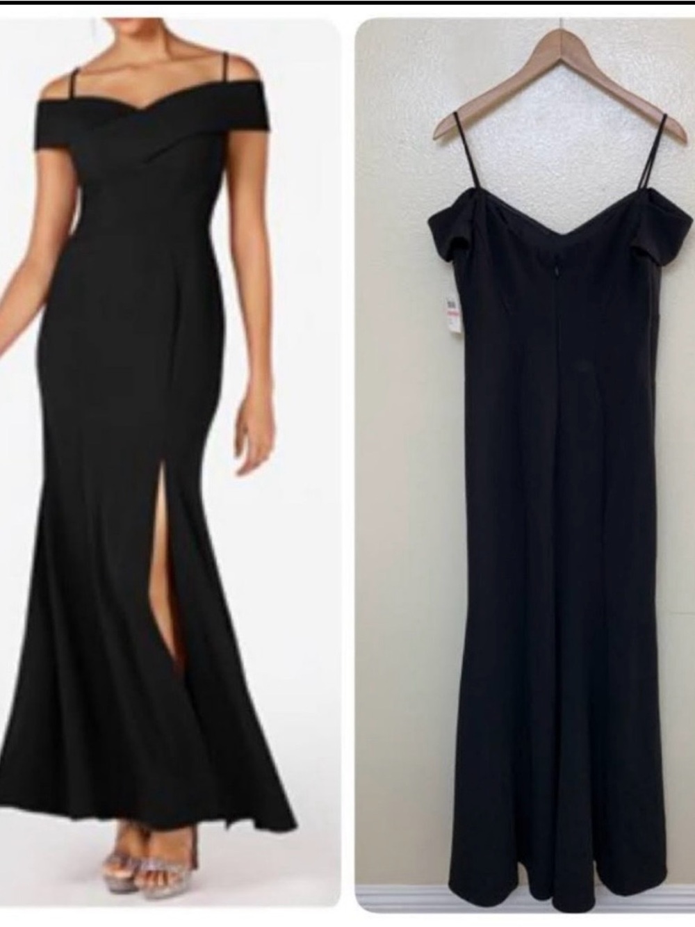 Night Way Collections Black Off-Shoulder Ruffle Strap Maxi Dress